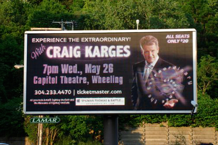 Digital billboard advertising Craig's appearance at the Capitol Music Hall